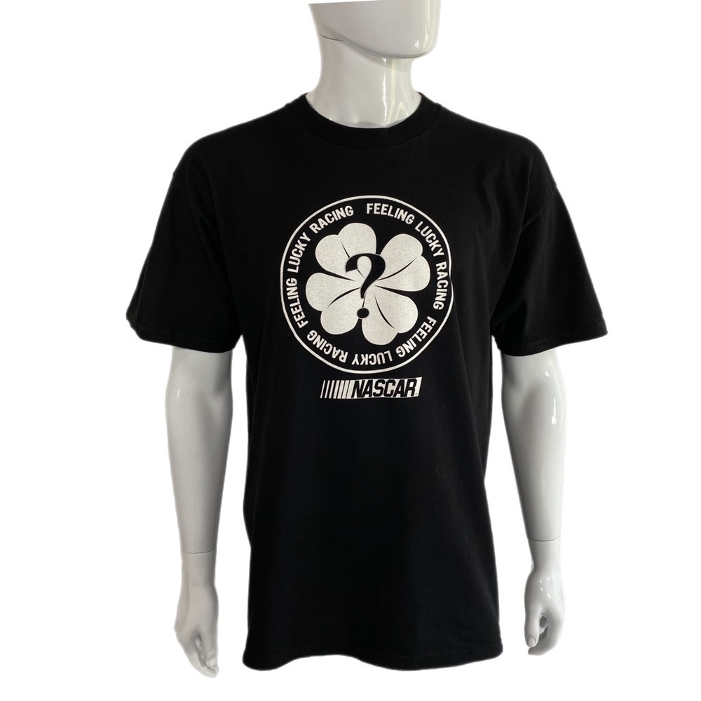 NASCAR Feeling Lucky Racing Black Shamrock Question Mark Tee